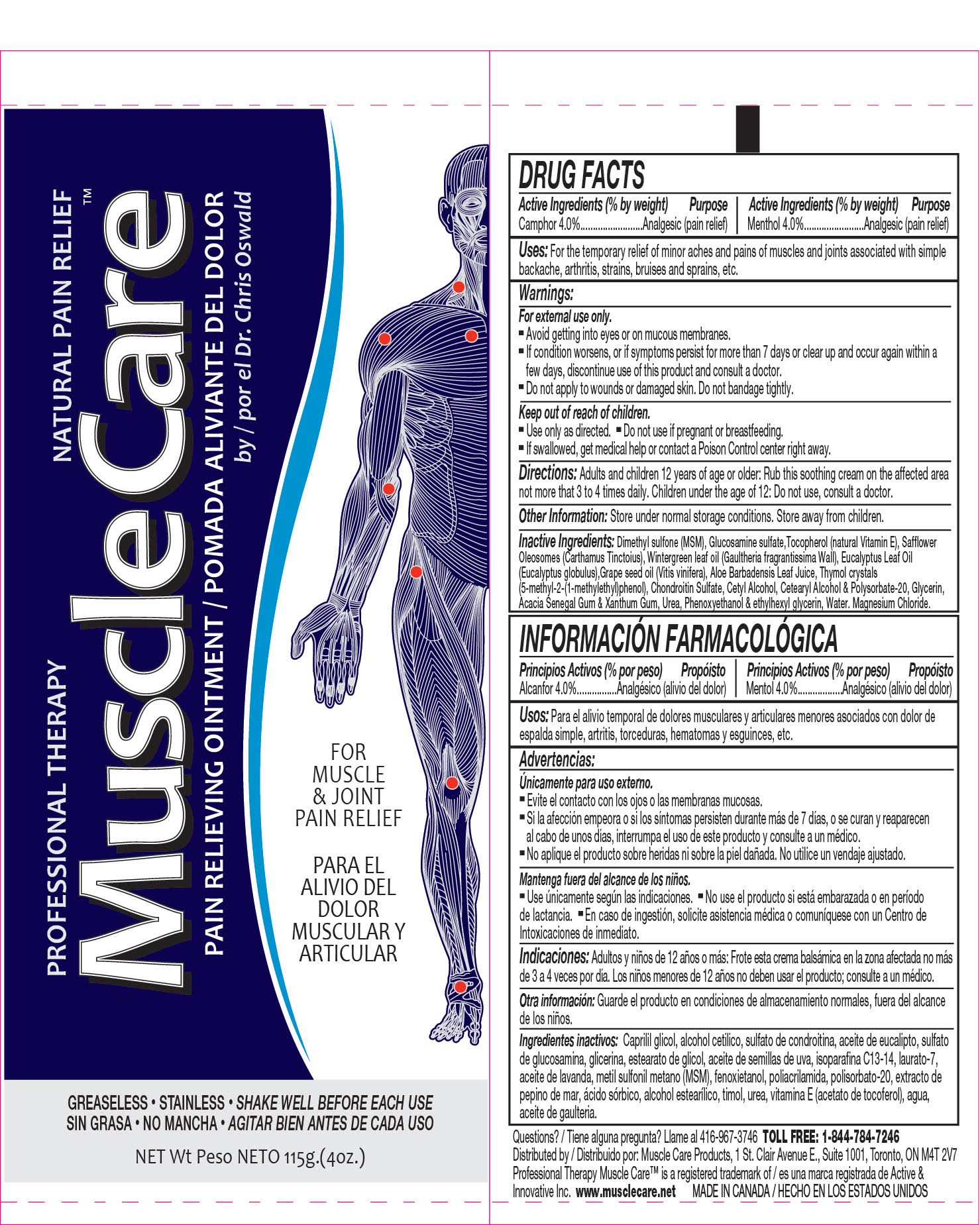 NDC 70039300 Professional Therapy Musclecare Pain Relieving Ointment